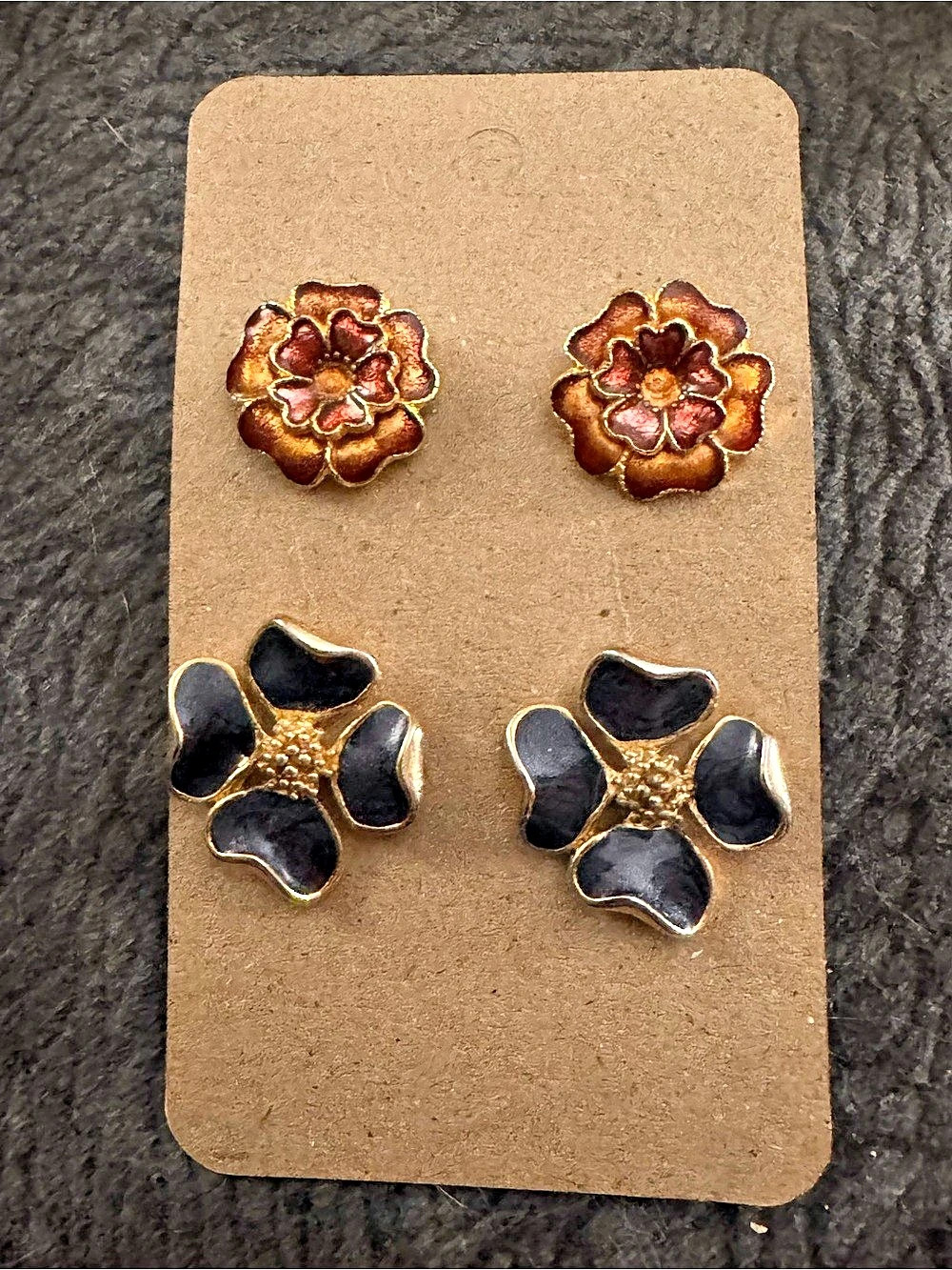 Vintage Enamel Floral Stud Earrings